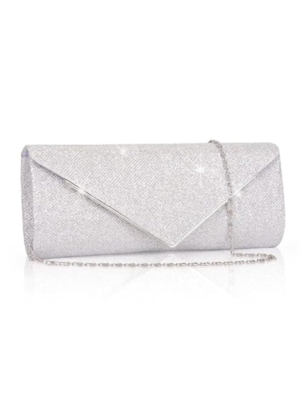 Sparkling Envelope Clutch with Detachable Chain